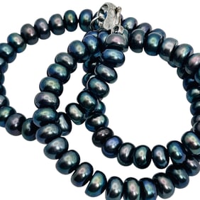 Tahitian Pearl Sterling Necklace 34.6 G