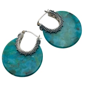 BBJ Turquoise Sterling Hoops 13.31 G