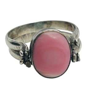 LARIMAR And Pink Stone Sterling Reversible Ring Size 10, 6.09 G