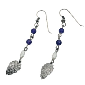 Amethyst Pearl Sterling Dangle Earrings 2.34 G