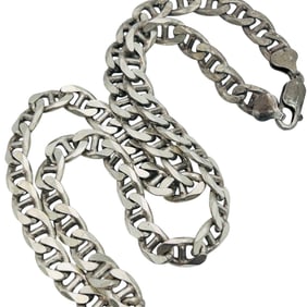 Italy Signed Sterling  Heavy Curb Chain Necklace 56.72 G