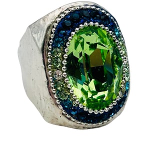 Orit Schatzman Israel, Sterling Rhinestone Statement Ring Size 6.5, 10.18 G