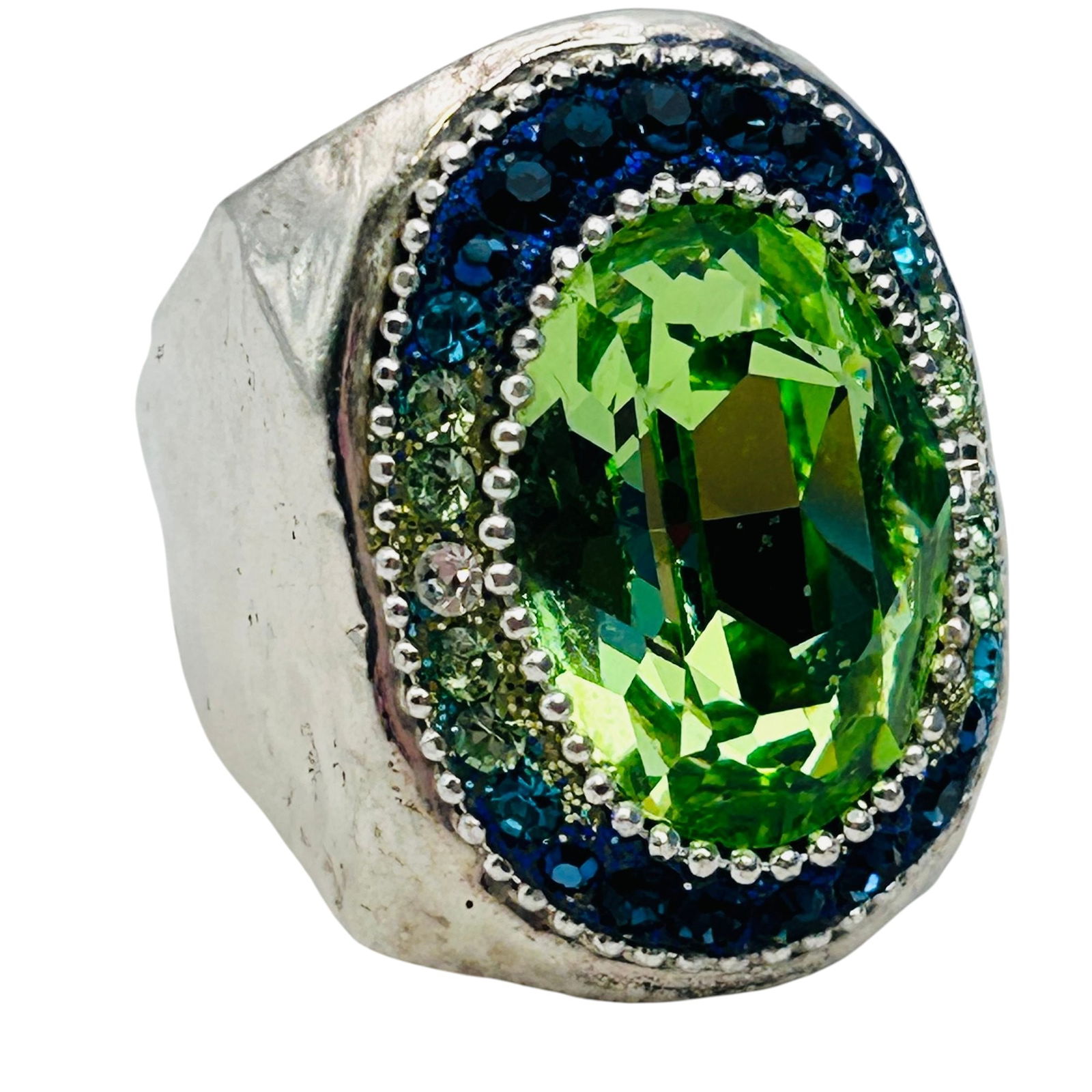 Orit Schatzman Israel, Sterling Rhinestone Statement Ring Size 6.5, 10.18 G (1 of 7)