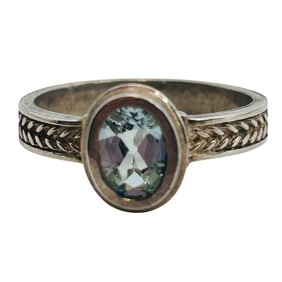 Signed SG Aqua Sterling Ring Size 7, 3.23 G