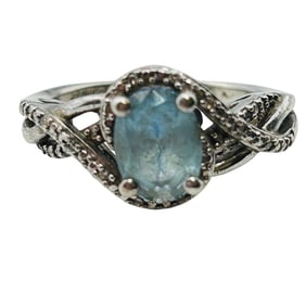 CO Topaz Sterling Woven Band Ring Size 5.5, 3.38 G