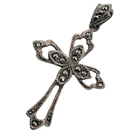 MARCASITE Sterling Cross Pendant 2.84 G