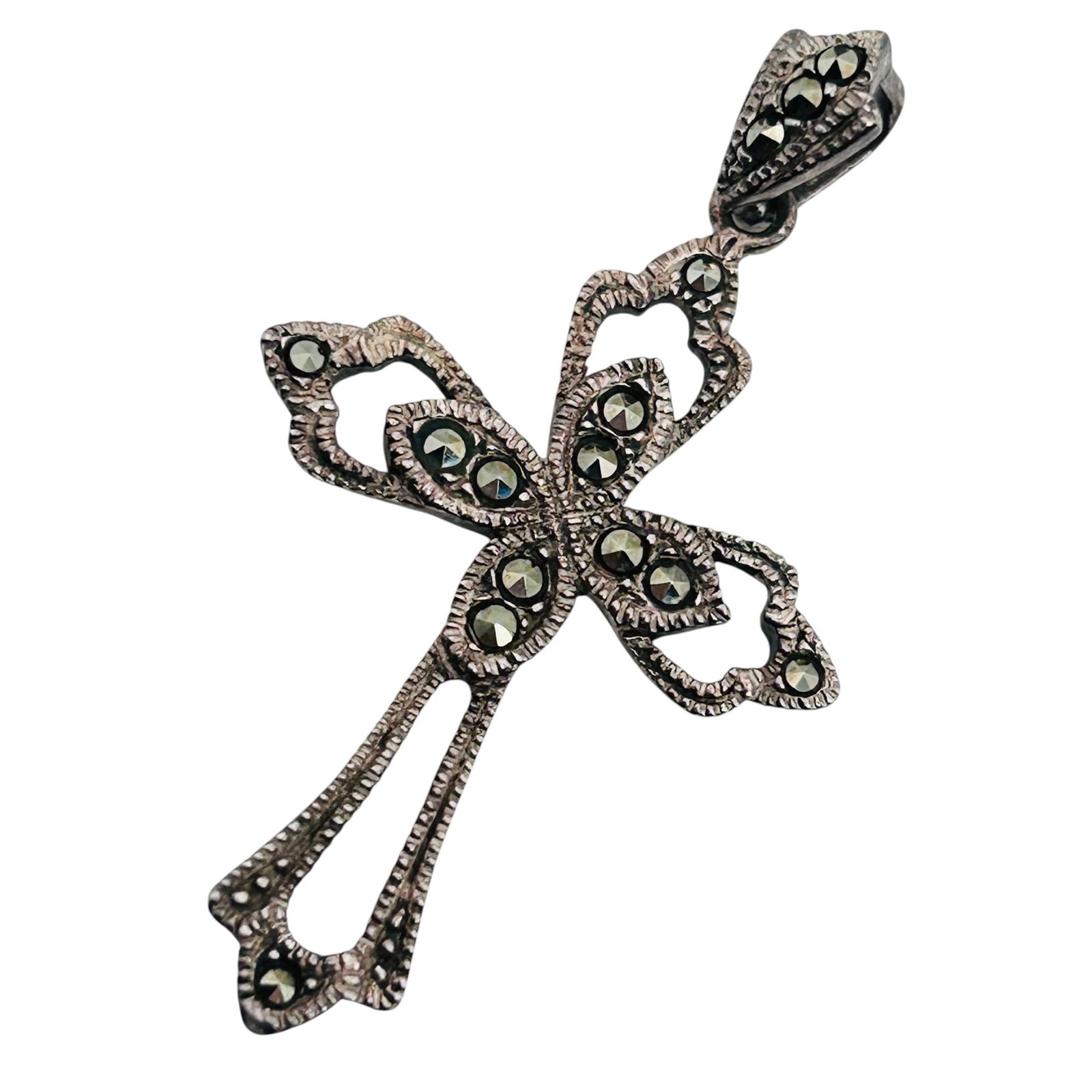 MARCASITE Sterling Cross Pendant 2.84 G (1 of 4)