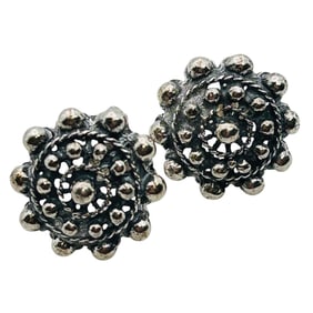 Sterling Round Ball Stud Back Earrings, 3.42 G