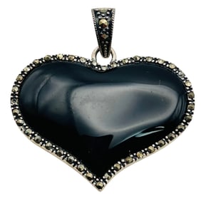Onyx Sterling Heart Pendant 10.46g