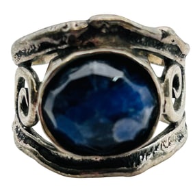 Israel, Tanzanite, Sterling Statement Ring Size 6, 7.76 G