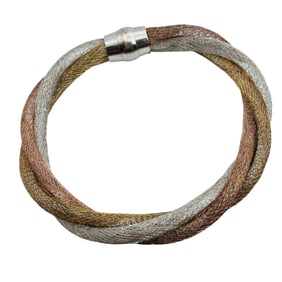Italy Twisted Triple Mesh Chain Bracelet Magnetic Clasp 11.13 G