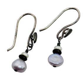 Sterling Pearl Dangle Earrings 1.8 G