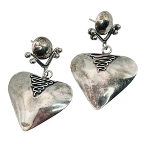 Sterling Heart Dangle Earrings 9.43 G