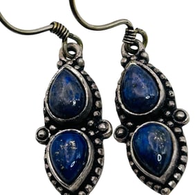 Lapis Lazuli Sterling Dangle Earrings 4.67 G