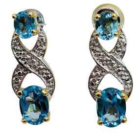 Topaz Sterling InfinityPushback Earrings 4.05g