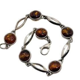 Amber Sterling Linked Bracelet 9.14 G