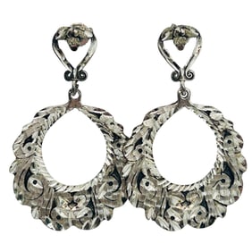 Black Hills Sterling Round Cut Out Earrings 9.57 G