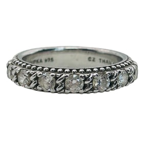 Judith Ripka, Sterling Cubic Zirconia Channel Band Size 5.5, 4.07 G