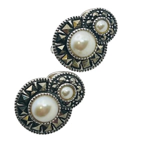 Judith Jack Sterling MARCASITE Pushback Earrings 6.51 G