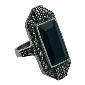 Judith Jack Sterling Blackstone Ring Size 6, 4.96 G