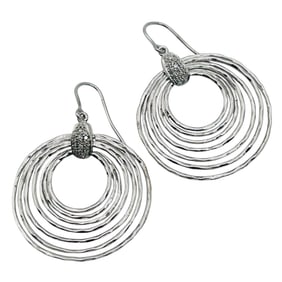T&C Diamond Sterling Multi Linked Circle Hook Back Earrings 10.23 G