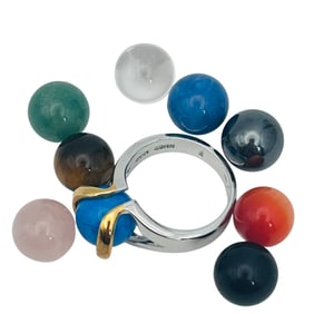 Multi Gem Sterling Removable Stone Ring Nine Stones Included Size 7, 21 G