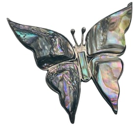 Mexico, Abalone Sterling Delicate Butterfly Pendant 2.5 G