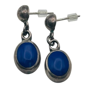Mexico Lapis Lazuli Sterling Dangle Earrings 5.17 G
