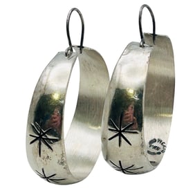 Mexico, Sterling Wide Etched Hoops 11.54g