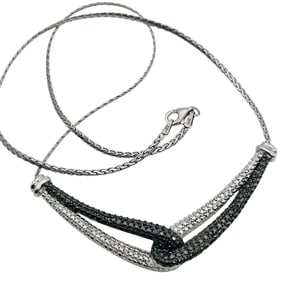 OTC Sapphire and Diamond Sterling Braided Necklace 15.3 G