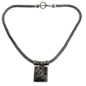 Sterling Round Snake Chain, Sliding Pendant, Necklace, Toggle Clasp, 64 G