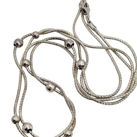 AT Italy, Sterling Double Chain Round Bead Necklace 12.5 G