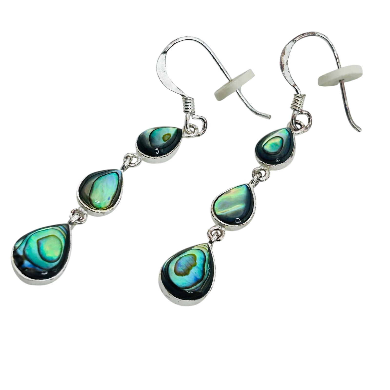 Abalone Sterling Graduated Dangle Earrings 3.04 G (1 of 5)