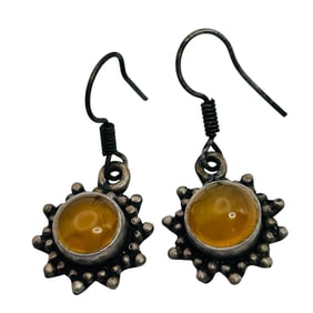 Amber Sterling Dangle Earrings 5.07 G