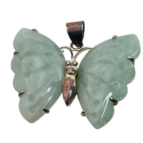Jade Sterling Butterfly Pendant 17.11G
