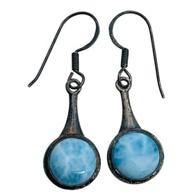 SJ LARIMAR Sterling Dangle Earrings 5.47 G