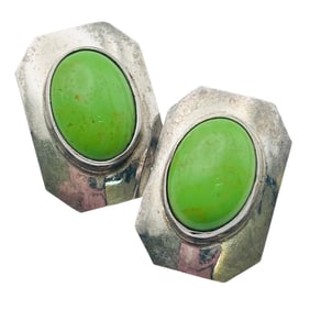 Navajo Sterling GASPEITE Clip On Earrings 5.88 G.