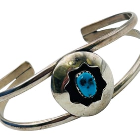 Navajo Sterling Turquoise Cuff Bracelet 15.33.