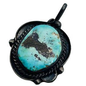 Vintage Navajo Sterling Turquoise Pendant 4.94 G.