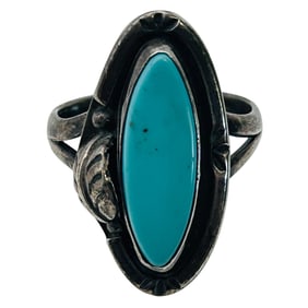 Taxco GF-15 Mexico Sterling Turquoise Ring 5.08 G Sz 8.5