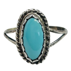 Cynthia Begay CB Navajo Sterling Turquoise Ring Size 9, 3.11 G