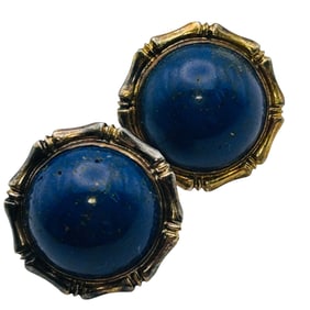 Signed XT Southwest Lapis Lazuli Sterling Round Earrings 6.88 G