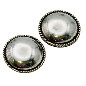 Laton Mexico Taxco-TN-56 Sterling Clip On Round Earrings 15.09 G