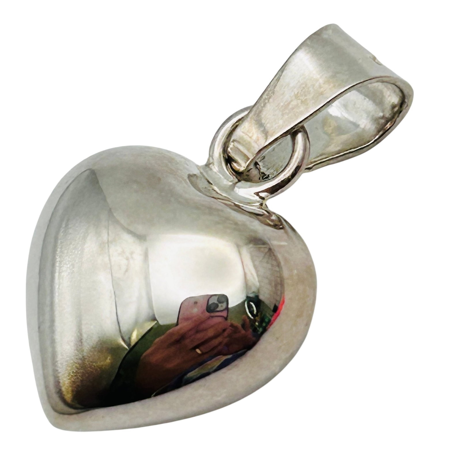 Mexico, Sterling Jingle Bell Heart Pendant 7.71: Mexico Sterling jingle Bell heart pendant 7.71