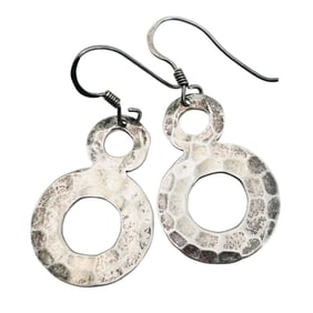 Sterling Hammered Figure 8 Dangle Earrings 4.21G