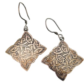 Sterling Celtic Knot  Square Dangle Earrings 5 G