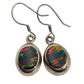 AMMOLITE Mexico, 950 Silver Dangle Earrings 3.8 G