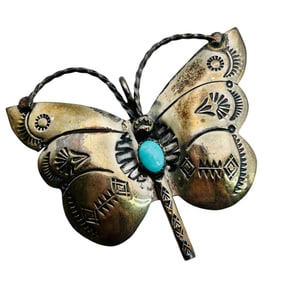 Navajo Signed AP Sterling Butterfly Brooch 10 G
