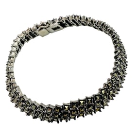 Art Deco MARCASITE Sterling Tennis Bracelet 30 G