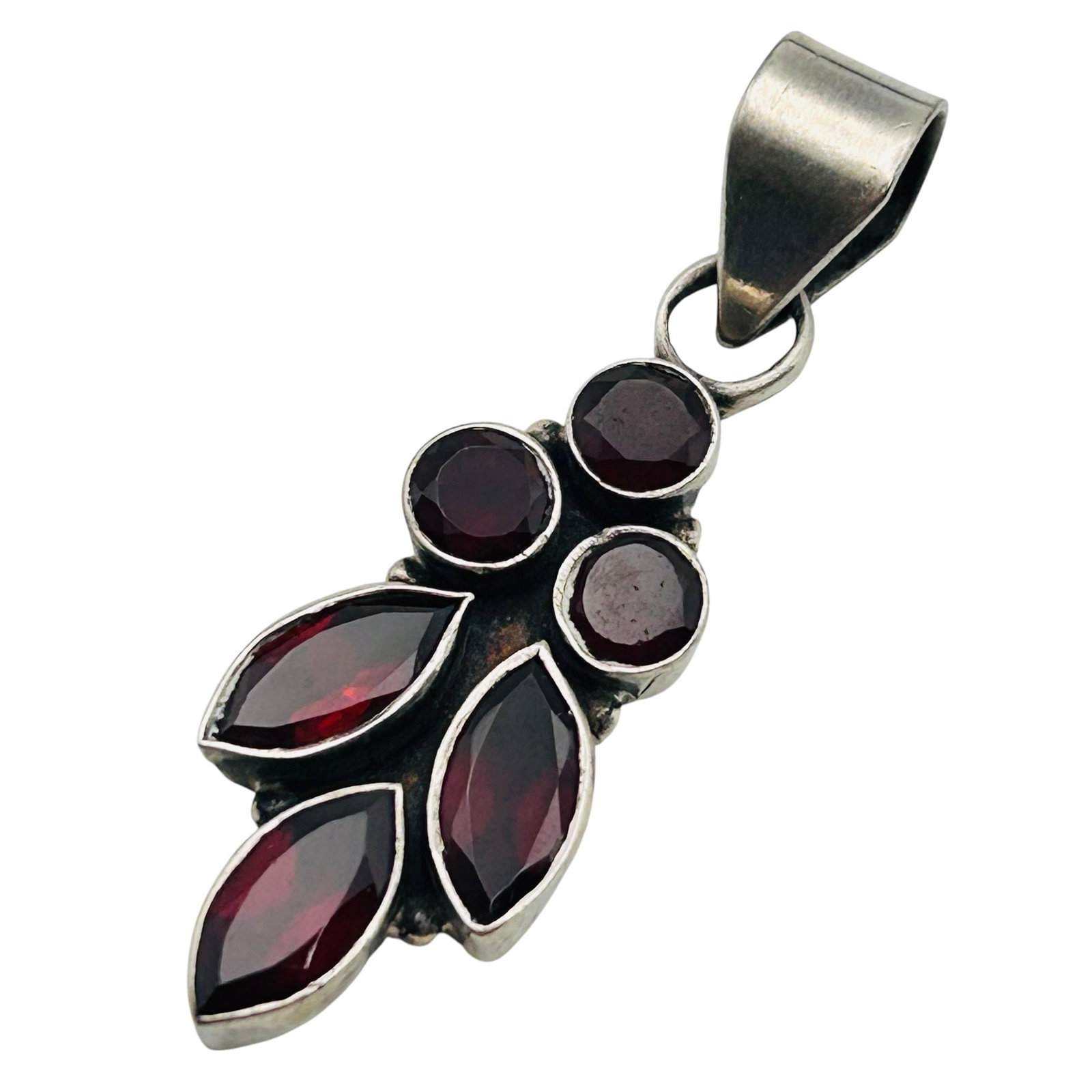 GARNET Sterling Cluster Pendant 6 G (1 of 5)